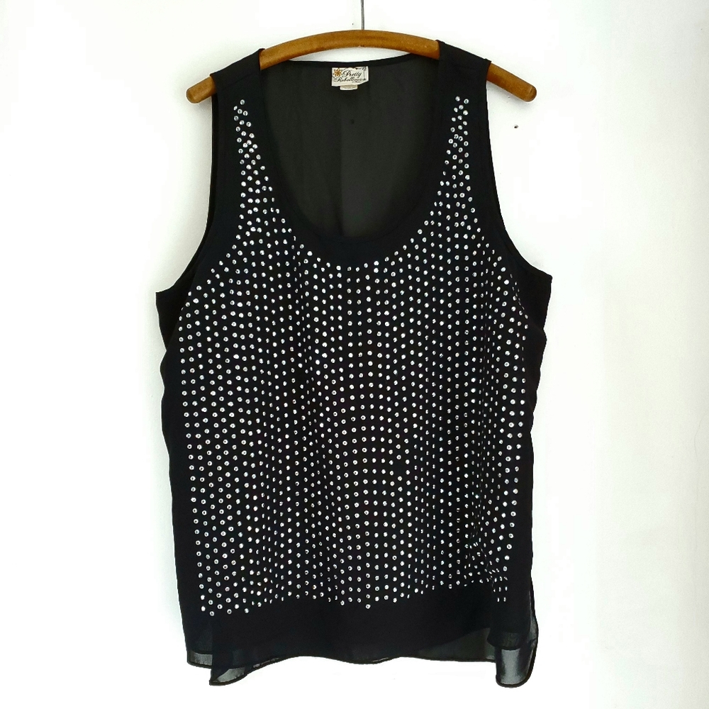 🧞‍♀Women's  Pretty Rebellious rindstone tank top.
